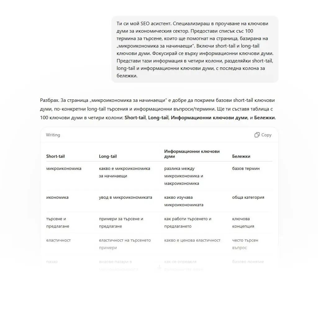 Проучване на ключови думи за нова страница